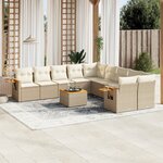 vidaXL Salon de jardin 11 Pièces avec coussins beige résine tressée