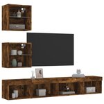 vidaXL Unités murales TV avec LED 5 Pièces chêne fumé bois d'ingénierie