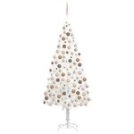 vidaXL Arbre de Noël artificiel pré-éclairé et boules blanc 240 cm