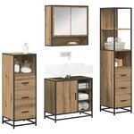 vidaXL Ensemble de mobilier de salle de bain 4 Pièces Chêne artisanal