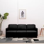 vidaXL Canapé-lit modulaire 3 places Noir Similicuir