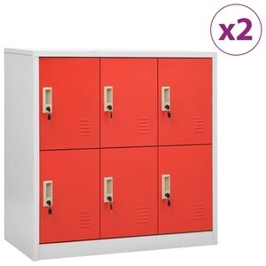 vidaXL Armoires à casiers 2 Pièces Gris clair et rouge 90x45x92 5cm Acier