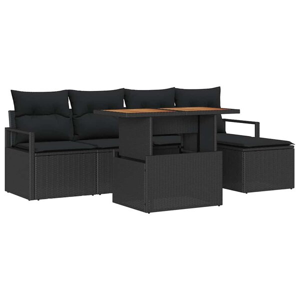 vidaXL Ensemble de salle à manger pour jardin 6 Pièces Noir et Marron