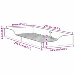 vidaXL Cadre de lit surélevé Marron 90 x 210 cm Bois massif en pin