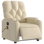 vidaXL Fauteuil inclinable de massage électrique crème tissu