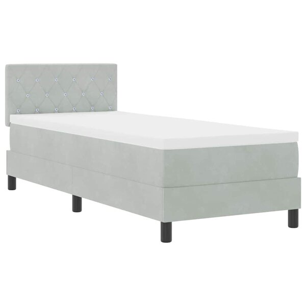 vidaXL Lit à ressort LED avec matelas Gris clair 80 x 200 cm Velours