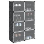vidaXL Cubes de rangement 8 Pièces avec portes noir PP