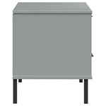 vidaXL Meuble TV avec pieds en métal Gris Bois de pin massif OSLO