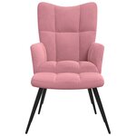 vidaXL Chaise de relaxation avec tabouret Rose Velours