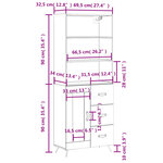 vidaXL Buffet haut Blanc 69 5x34x180 cm Bois d'ingénierie