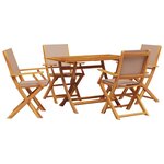 vidaXL Ensemble à manger de jardin 5 Pièces taupe tissu et bois massif