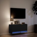 vidaXL Meuble TV mural avec lumières LED noir 80x31x35 cm
