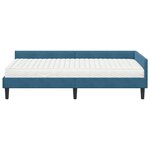 vidaXL Cadre de lit d'angle avec matelas Autre 2 Pièces Bleu Velours