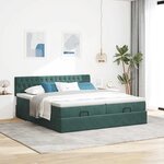 vidaXL Cadre de lit ottoman avec matelas vert foncé 200x200 cm velours