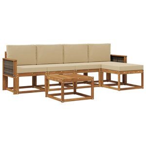 vidaXL Ensemble de canapés d'extérieur 6 Pièces Naturel et Beige