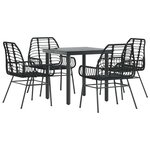 vidaXL Ensemble à manger de jardin 5 Pièces noir résine tressée verre