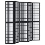 vidaXL Cloison de séparation 5 panneaux noir bois de paulownia massif