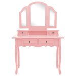 vidaXL Ensemble de coiffeuse et tabouret Rose 100x40x146 cm Paulownia