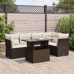 vidaXL Salon de jardin avec coussins 6 Pièces marron résine tressée