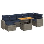 vidaXL Salon de jardin 8 Pièces avec coussins gris résine tressée