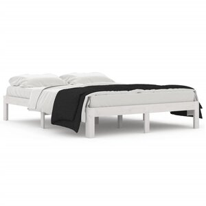 vidaXL Cadre de lit Blanc Bois de pin massif 140x190 cm