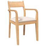 vidaXL Chaises à manger coussins 2 Pièces naturel bois massif caoutchouc