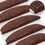 vidaXL Tapis d'escalier auto-adhésifs 15 Pièces Marron 80 x 24 5 x 3 5 cm
