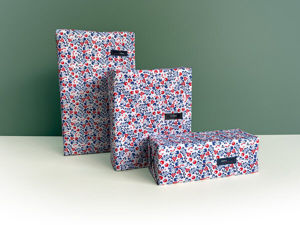 Trio feuilles cadeaux réutilisables Bleu Limoges