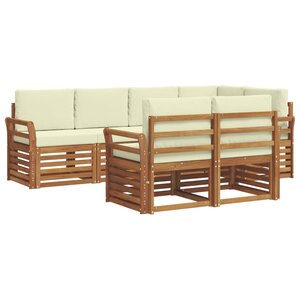 vidaXL Ensemble de canapés d'extérieur 7 pc Naturel et Crème Polyester