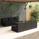 vidaXL Salon de jardin 7 Pièces avec coussins Résine tressée Noir