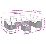vidaXL Ensemble de canapé de jardin 9 pièces avec coussins en poly rattan noir