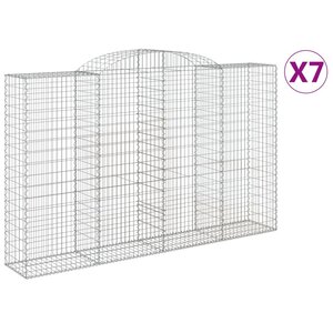 vidaXL Paniers à gabions arqués 7 Pièces 300x50x180/200 cm fer galvanisé