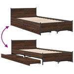 vidaXL Cadre de lit avec tiroirs sans matelas chêne marron 75x190 cm