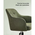 Fauteuil de bureau chaise pivotante confortable siège ergonomique réglable en hauteur charge 120 kg cadre en acier tissu imitation lin pour bureau vert 12_0005882