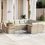 vidaXL Salon de jardin avec coussins 10 Pièces beige résine tressée