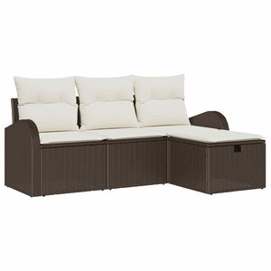 vidaXL Ensemble de canapé de jardin avec coussin 4 Pièces Marron et crème