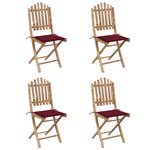 vidaXL Mobilier à dîner d'extérieur pliable 5 Pièces avec coussins bambou