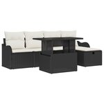 Ensemble de canapés de jardin 6 pièces avec coussins en poly rotin noir vidaXL