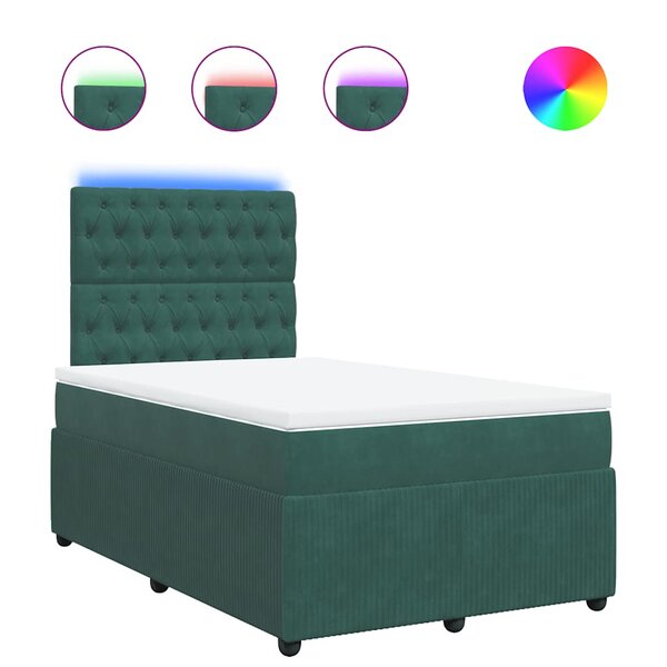 vidaXL Sommier à lattes de lit et matelas Vert foncé 120x200cm Velours