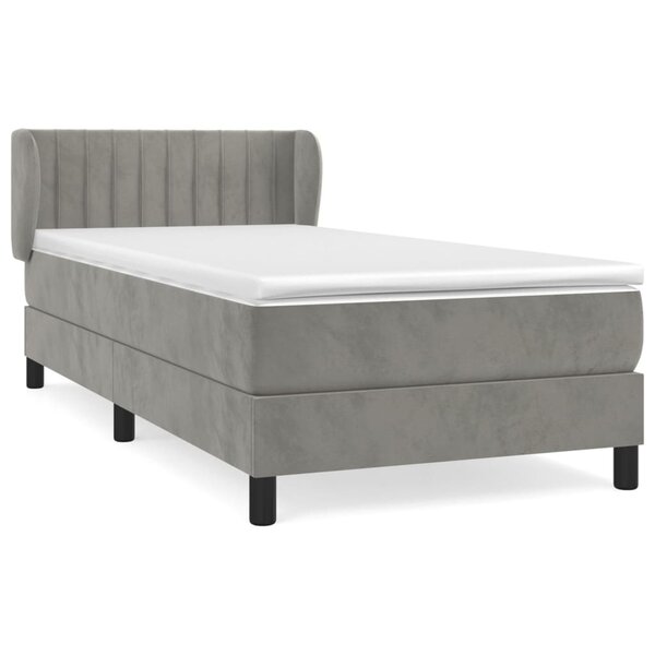 vidaXL Sommier à lattes de lit et matelas Gris clair 90x190 cm Velours