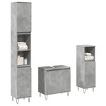 vidaXL Ensemble de meubles de salle de bain 3 Pièces gris béton