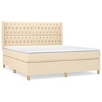 vidaXL Sommier à lattes de lit avec matelas Crème 180x200 cm Tissu