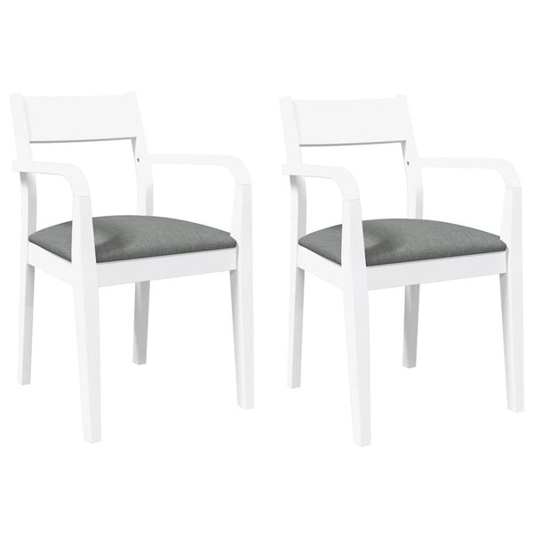 vidaXL Chaises à manger coussins 2 Pièces blanc bois massif caoutchouc
