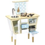 Cuisine Vintage en bois naturel et bleu