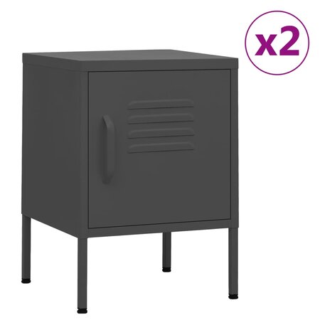 Vidaxl tables de chevet 2 pièces anthracite 35x35x51 cm acier