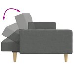 vidaXL Canapé-lit à 2 places avec repose-pied gris foncé tissu