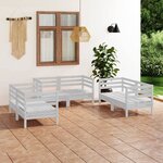 vidaXL Salon de jardin 6 Pièces Blanc Bois de pin massif
