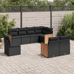 vidaXL Salon de jardin 8 Pièces avec coussins noir résine tressée