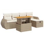 vidaXL Salon de jardin 6 Pièces avec coussins beige résine tressée acacia