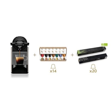 KRUPS YY4799FD Pixie Machine Expresso Nespresso, Machine a café 2 tailles de tasses, Capsule café, Espresso, Style Barista, Titane